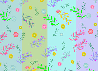 Texture vector illustration with flowers and leaves, print, artwork, autumn, pattern.