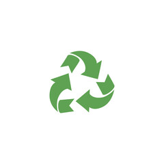 Green arrows recycling sign flat style, vector illustration