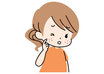 肌荒れを気にする女性