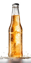 beer bottle with water dots, mockup, isolated, generative ai