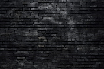 Black brick wall, dark background for design.Generative AI	
