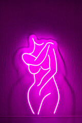 Obraz na płótnie Canvas Pink neon sign women. Trendy style. Beauty style. Neon sign. Custom neon. Beauty decor.