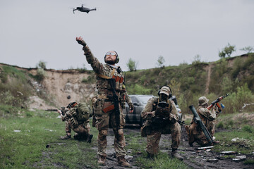 Ukrainian military practicing with a drone