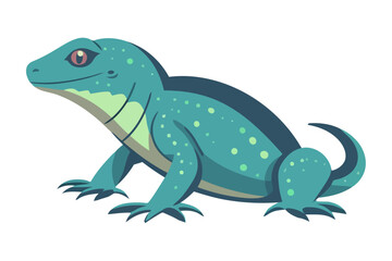 Cute green gecko sitting on branch isolated