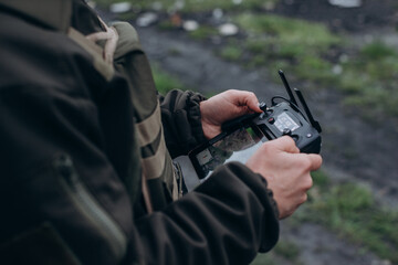 Ukrainian military drone operator doing air intelligence