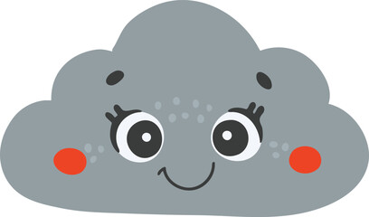 Cute cloud cartoon character, Happy cloud vector, Summer cloud with eyes, cloud isolated vector, cute baby illustration