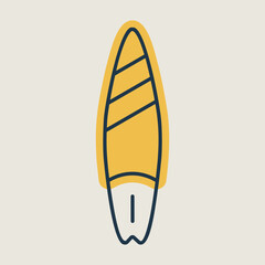 Surfboard flat vector icon design. Summer sign
