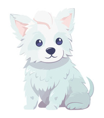 Cute puppy sitting, looking cheerful