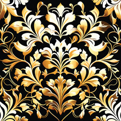 Gold foil floral pattern, seamless