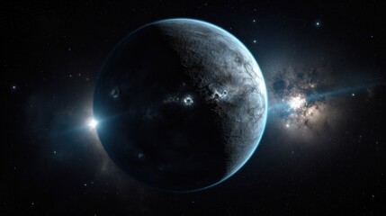Fototapeta na wymiar Sirius. Bright Blue Star in a Starry Space. Sirius star. Galaxy. Planets. Made With Generative AI.
