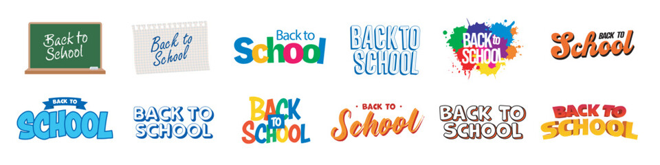 Fototapeta premium Back to school banner set. Lettering sign set.