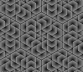 Abstract geometric pattern with stripes, lines. Seamless vector background. White and black ornament. Simple lattice graphic design.