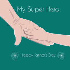 son holding father's hand father's day celebration 