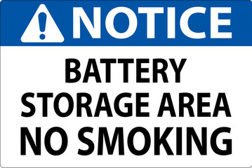 Notice Sign Battery Storage Area No Smoking