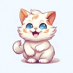 Obraz premium Happy cat cartoon mascot on white background Generative AI