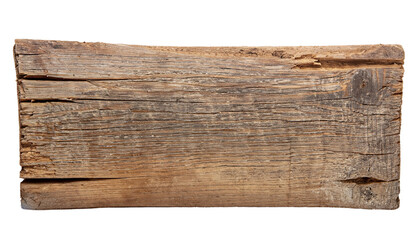 Old wooden board isolated on transparent background.