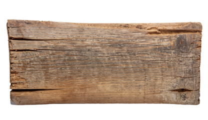 Old wooden board isolated on transparent background.