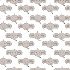 vector seamless pattern with cute kawaii elephant cartoon for background