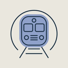 Subway underground metro train flat vector icon