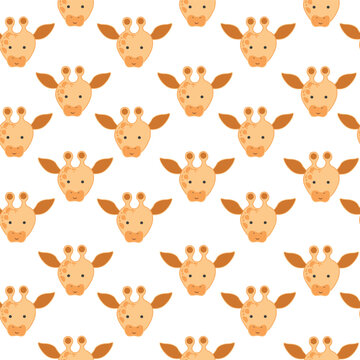 vector seamless pattern with cute kawaii giraffe cartoon for background