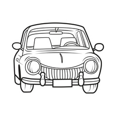 Little retro car for coloring book. Vector illustration isolated on white background