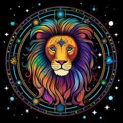 Leo zodiac sign in Vibrant colors. AI generated