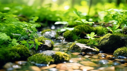Obraz na płótnie Canvas Green moss in the water