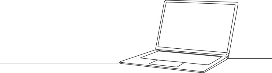 continuous single line drawing of laptop computer, line art vector illustration © Christian Horz