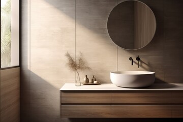 modern bathroom, minimal style, contemporary design, generative AI - obrazy, fototapety, plakaty