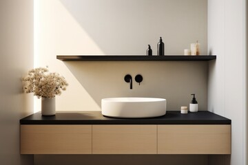 modern bathroom, minimal style, contemporary design, generative AI