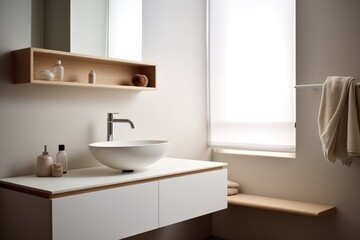Fototapeta na wymiar modern bathroom, minimal style, contemporary design, generative AI