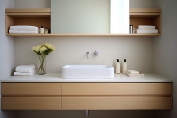 Obraz na płótnie Canvas modern bathroom, minimal style, contemporary design, generative AI