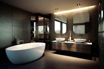 modern bathroom, minimal style, contemporary design, generative AI