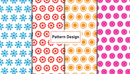 Seamless pattern design set with colorful flowers .