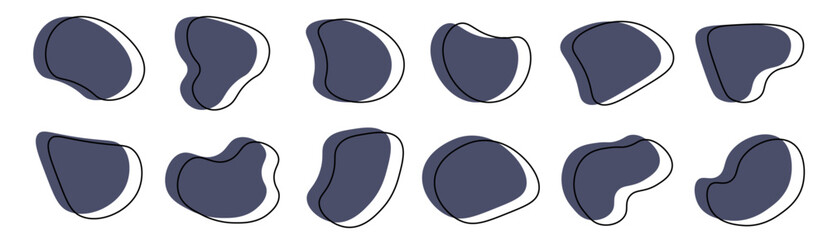 Random blobs print. Black Form Abstract style design simple rounded Doodle drops abstract organic shapes