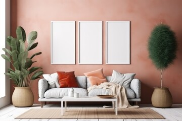 Blank Canvas in a Designer's Mockup Living Room, generative AI
