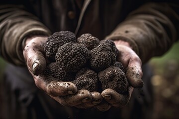 hands of vegetables truffle, generated with AI