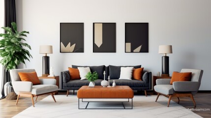 Modern minimalistic living room. Generative AI