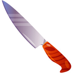 Kitchen knife. Silverware utensil for eating. Kitchenware, kitchen utensil.  Cartoon vector icon for food apps and websites