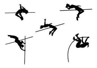 black and white illustration of a high jump