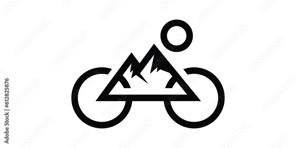 Wall mural logo design bike and mountain icon vector illustration