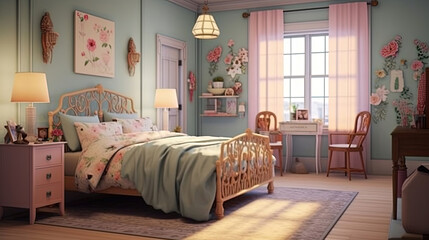 Design interior a cozy bedroom with beautiful colour walls