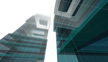 Fototapeta na wymiar Abstract buildings. Architectural background 3d illustration