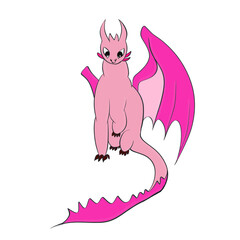 Pink dragon, animal, hand drawing, art, illustration, minimal, element, animal,