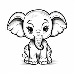 Coloring book for kids, elephant vector