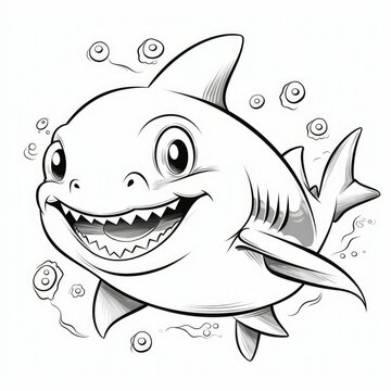Coloring book for kids, shark vector