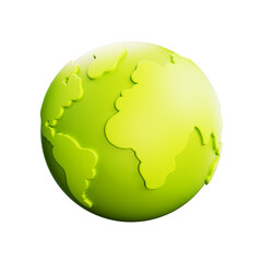 Cartoon planet Earth on a transparent background. Concept for Planet Earth Day or Environment Day. Realistic 3d vector illustration