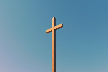 Cross in a blue and clear sky.Image ai generate Image ai generate