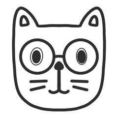 cat face funny ,Face Cat Doodle Art, set of head lovely cats , sketch for coloring book.	