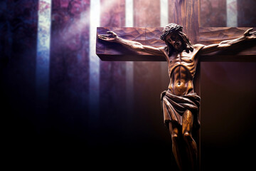 Crucified Jesus Christ. Symbol of catholic faith and christian worshiping.Image ai generate Image ai generate